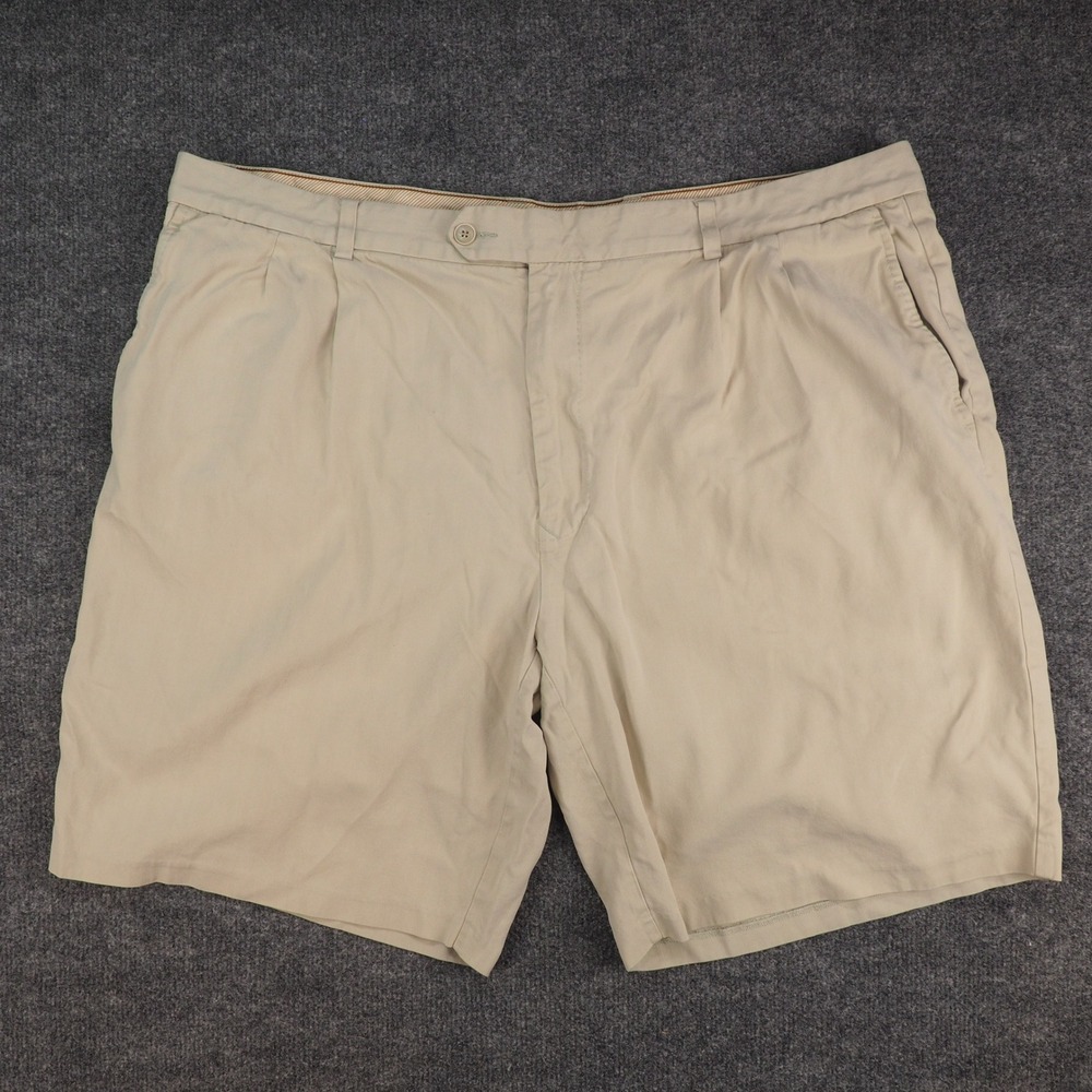 Tommy Bahama Shorts Mens 42 Tan Solid 90% Silk 10% Cotton Luxury Island Resort